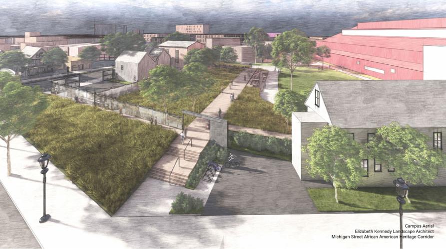 Aerial view of Michigan Street African American Heritage Corridor