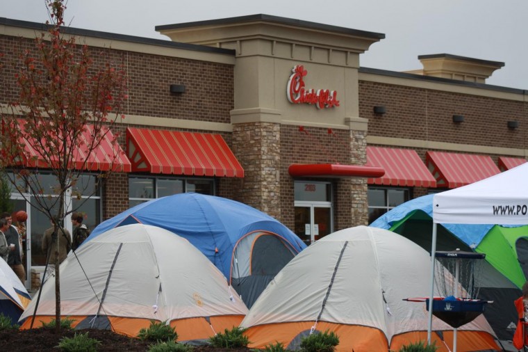 Camping at new ChickfilA in Johnson City