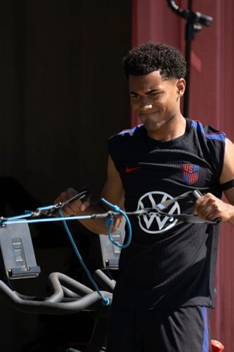 Zavier Gozo during a U.S. men’s soccer practice at Phoenix Rising FC Stadium on Oct. 1, 2026.