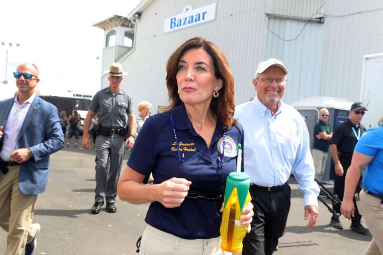 Kathy Hochul walk the Erie County Fair on a visit.