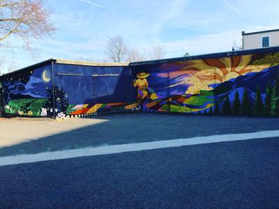 Back of Main businesses mural