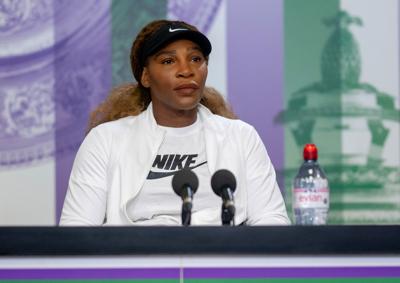 Serena Williams of the United States attends a press conference ahead of The Championships- Wimbledon 2021 at All England Lawn Tennis and Croquet Club on June 27, 2021 in London, England.