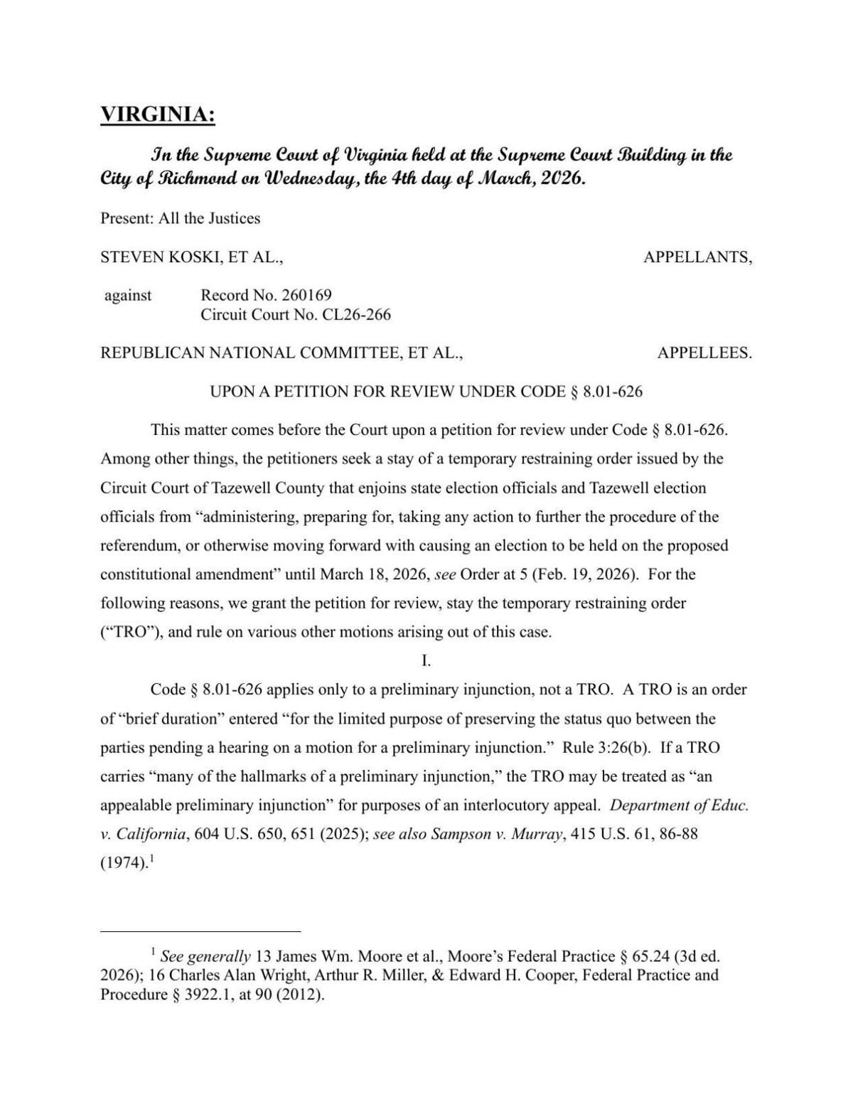 Supreme Court of Virginia order