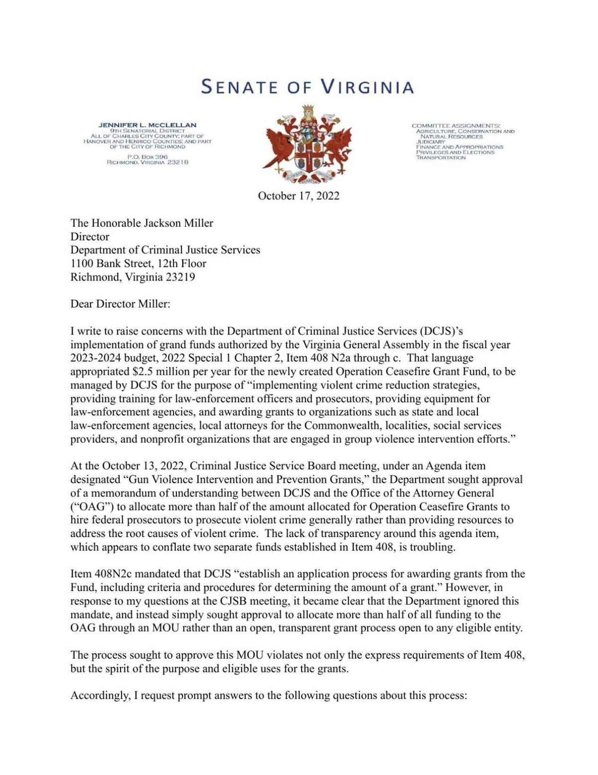 McClellan letter