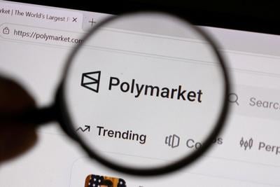 Illustration shows Polymarket logo