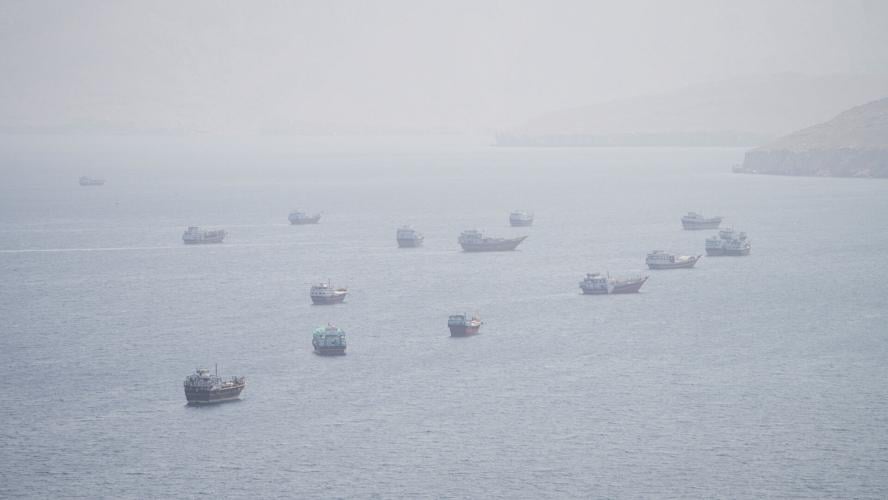 Vessels near the Strait of Hormuz, as seen from Musandam
