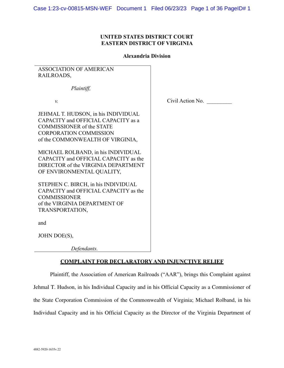 Railroads' broadband lawsuit