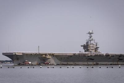 The USS Harry S. Truman (CVN-75) returns thousands of sailors from an eight-month deployment to Naval Station Norfolk in Norfolk, Virginia, on June 1, 2025.