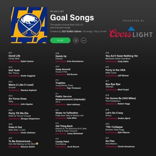 Sabres goal songs playlist image