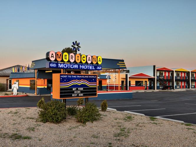 The Americana Motor Hotel on Route 66 in Flagstaff evokes the nostalgia of 1950s and 60s trips on the Mother Road.