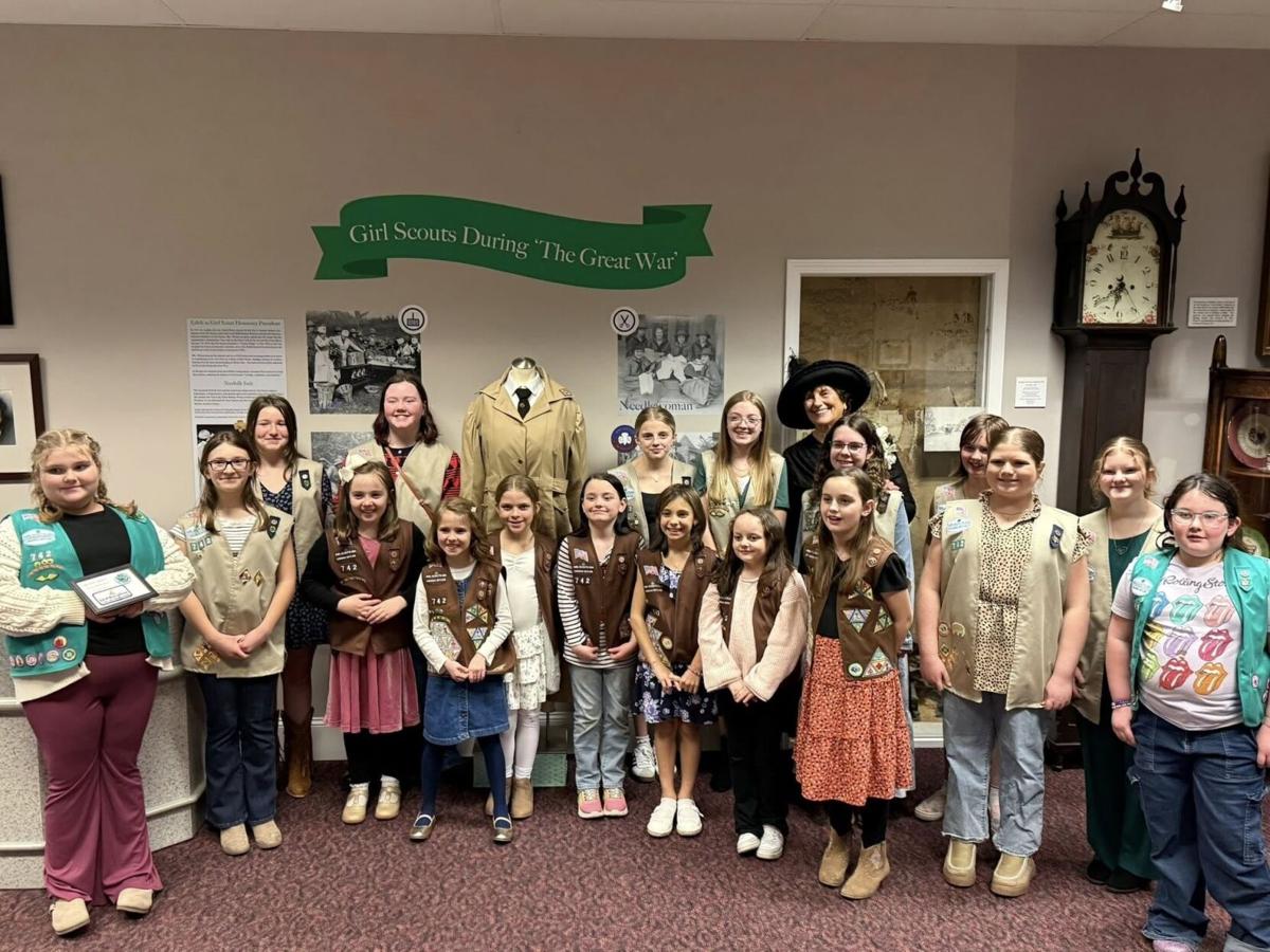Narrows Girl Scouts pose with Betsy Ely
