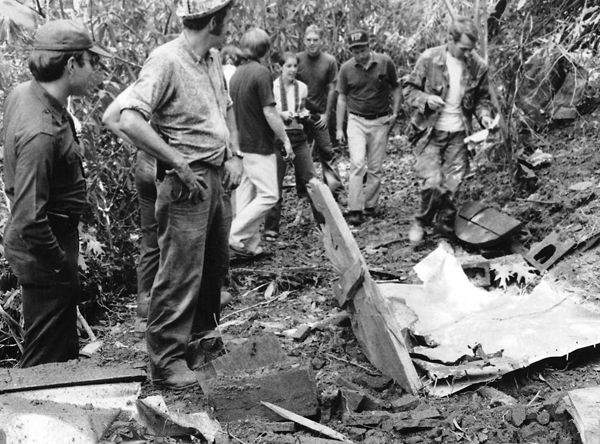 Wanda Combs at scene of still demolition in 1981