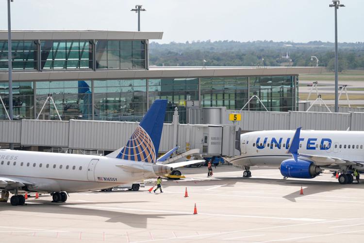 United Airlines jets are shown at gates at OKC Will Rogers International Airport.