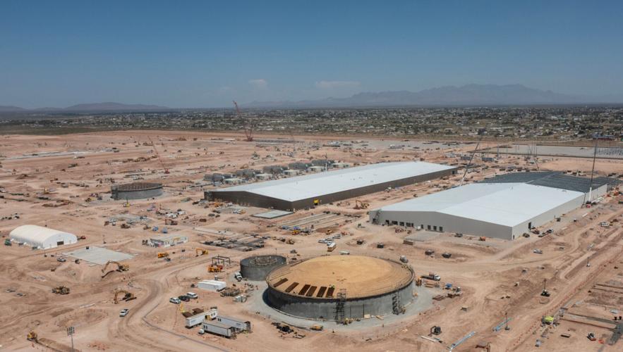 A drone view shows construction of Meta Platforms' data center complex in far Northeast El Paso on July 23, 2026. The $10