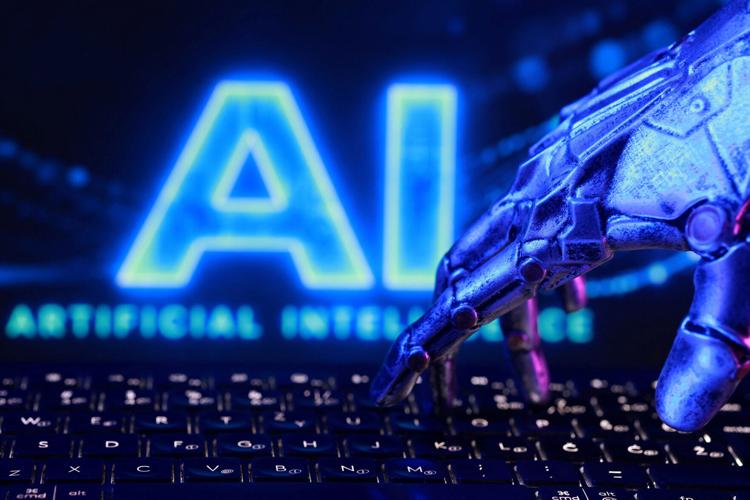 Illustration shows "AI Artificial Intelligence" words