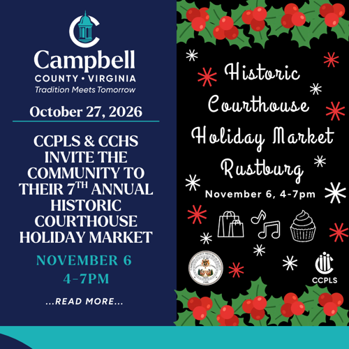 CCPLS and CCHS Invite the Community to their 7th Annual Historic Courthouse Holiday Market
