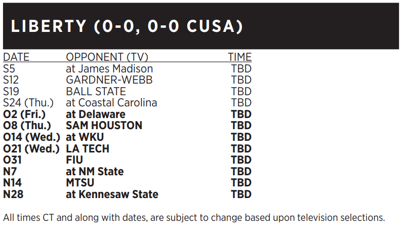 LU football schedule