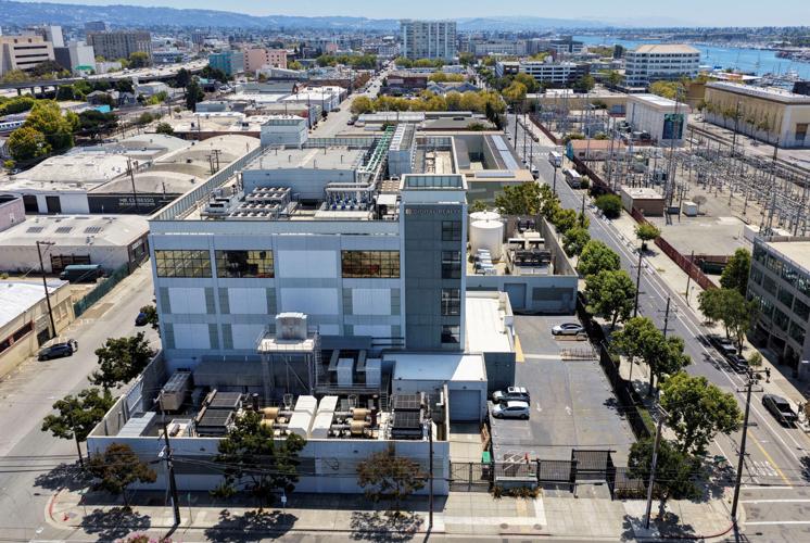 FILE PHOTO: Drone view of a data center in Oakland, California