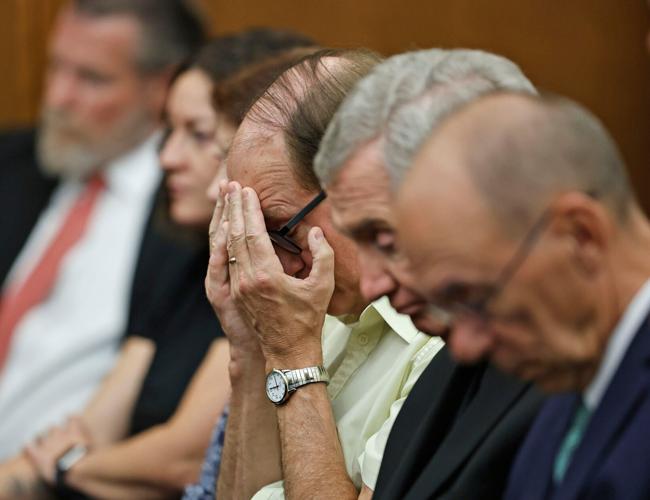 Lindsay Clancy's dad, Mike Musgrove, attends his daughter's murder trial on the sixth day of jury deliberations on Thursday,