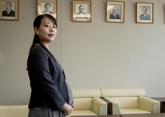 Yawata city mayor, Shoko Kawata, six months pregnant, in Yawata