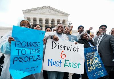 People gather outside of the U.S. Supreme Court following arguments heard in Louisiana v. Callais on March 24, 2025. The Supreme Court on June 27 deferred a decision on the constitutionality of Louisiana’s congressional map, saying they want to reconsid...