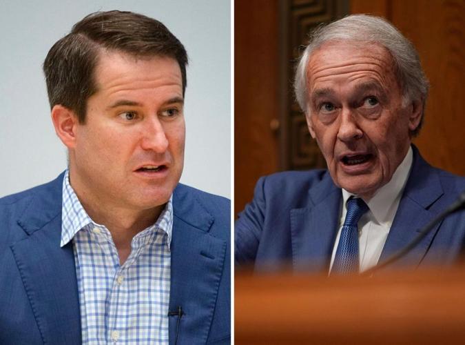 Rep. Seth Moulton, left, and Sen. Ed Markey of Massachusetts in a combination image.