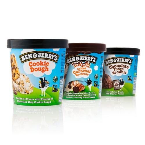 Tallinn, Estonia - January 2023: Different Ben andJerry's Ice Cream Isolated on white background