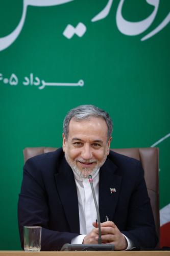 Iranian Foreign Minister Abbas Araghchi attends a press conference of Iranian President Masoud Pezeshkian in Tehran