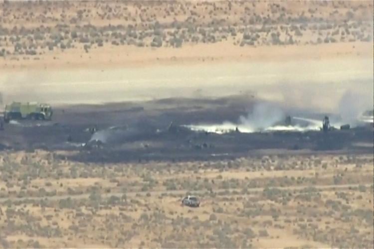 Smoke rises from Edwards Air Force Base after the crash of a U.S. Air Force B-52 bomber aircraft