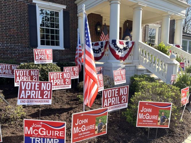 U.S. Rep. John McGuire, R-5th, hosted a rally in Lynchburg against the redistricting referendum