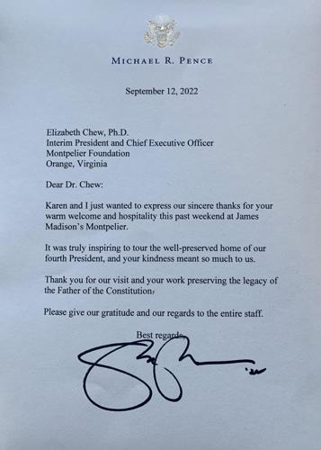 Mike Pence at Montpelier letter