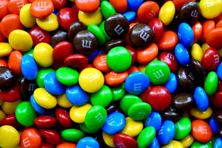 Full frame of colorful M&Ms chocolate candies