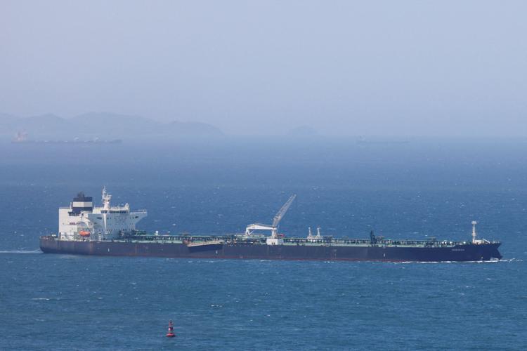FILE PHOTO: Crude tanker ODESSA carrying UAE crude after passing through the Strait of Hormuz