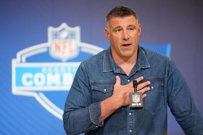 New England Patriots coach Mike Vrabel speaks during the NFL Scouting Combine in February at the Indiana Convention Center in Indianapolis.