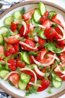 Want a little fresh Spring flavor? Try this Strawberry-Cucumber salad