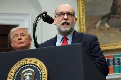 U.S. President Donald Trump makes an announcement with EPA Administrator Zeldin, at the White House
