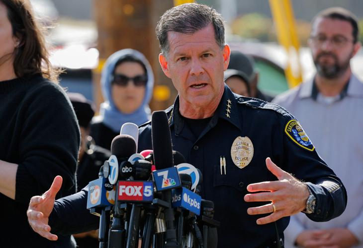 Authorities hold a press conference following a shooting at the Islamic Center in San Diego