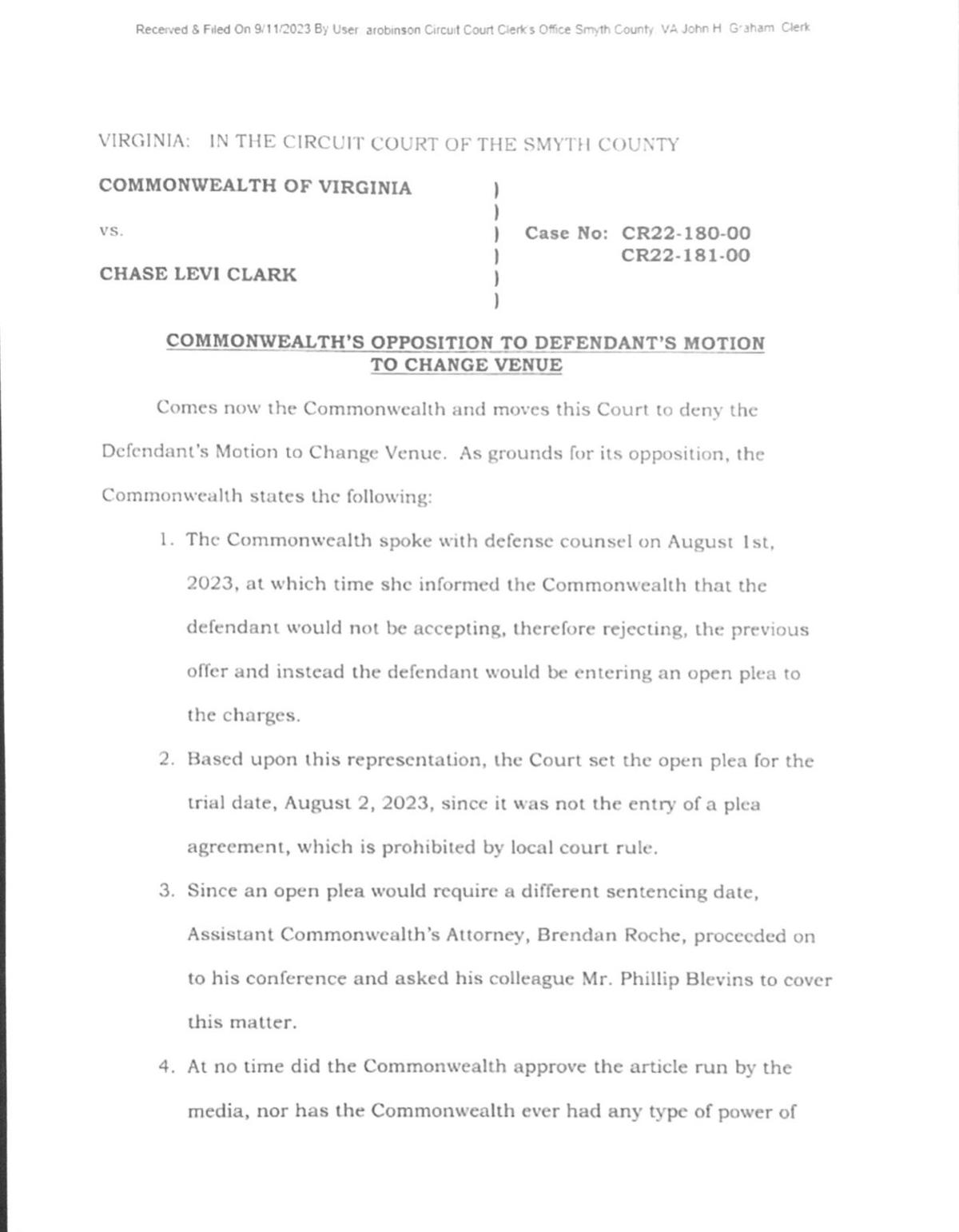 Response to Motion to Change Venue