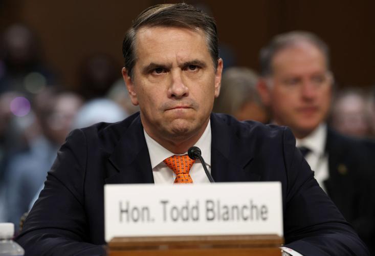 Acting Attorney General Todd Blanche appears at his confirmation hearing in front of the Senate Judiciary Committee on Capitol Hill July 15, 2026, in Washington, D.C. During Blanche's tenure as acting Attorney General the Justice Department has been und...