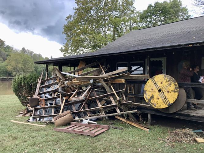 Piled against the porch