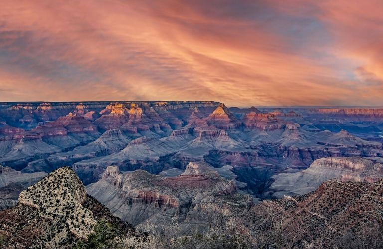 The South Rim of the Grand Canyon is a scenic hour-and- a- half drive from Flagstaff through Ponderosa pine forests and lunar landscapes used in the training of NASA astronauts.