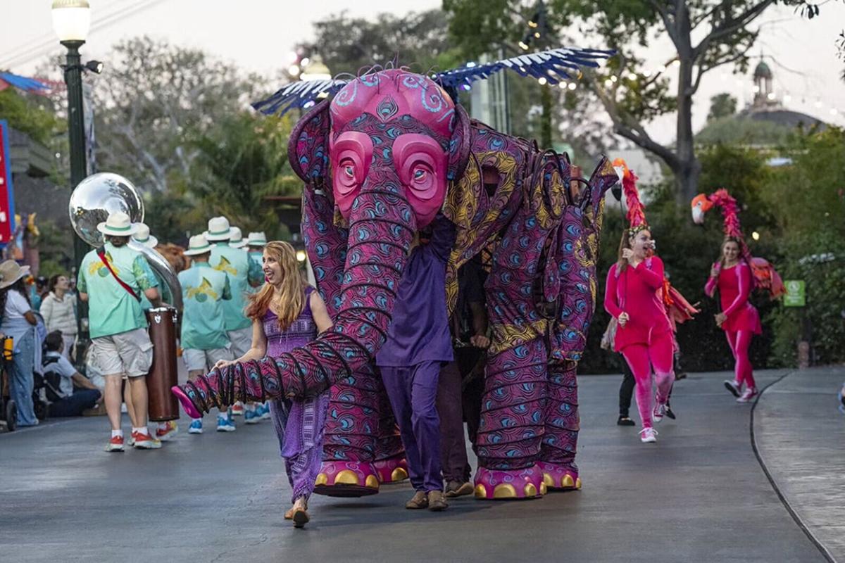 The San Diego Zoo’ s Jambo Dunia attraction with wildlife puppets, acrobats and dancers during the Nighttime Zoo summer programming.