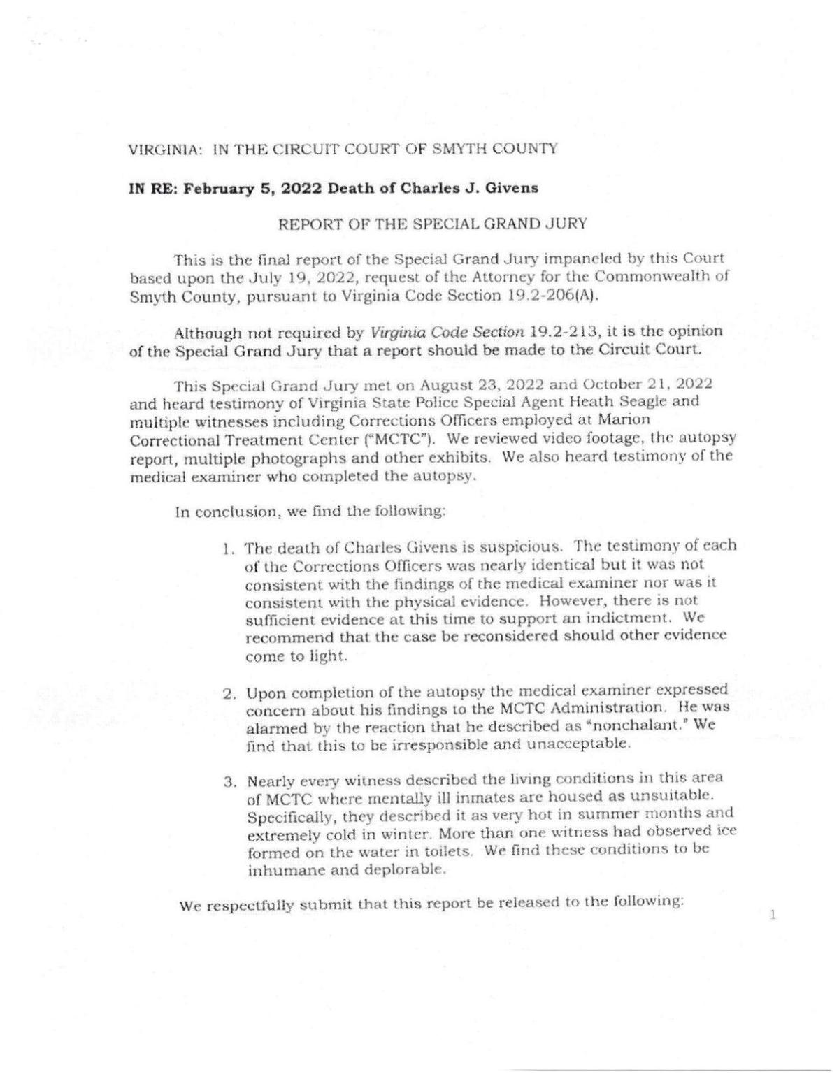 Grand Jury report