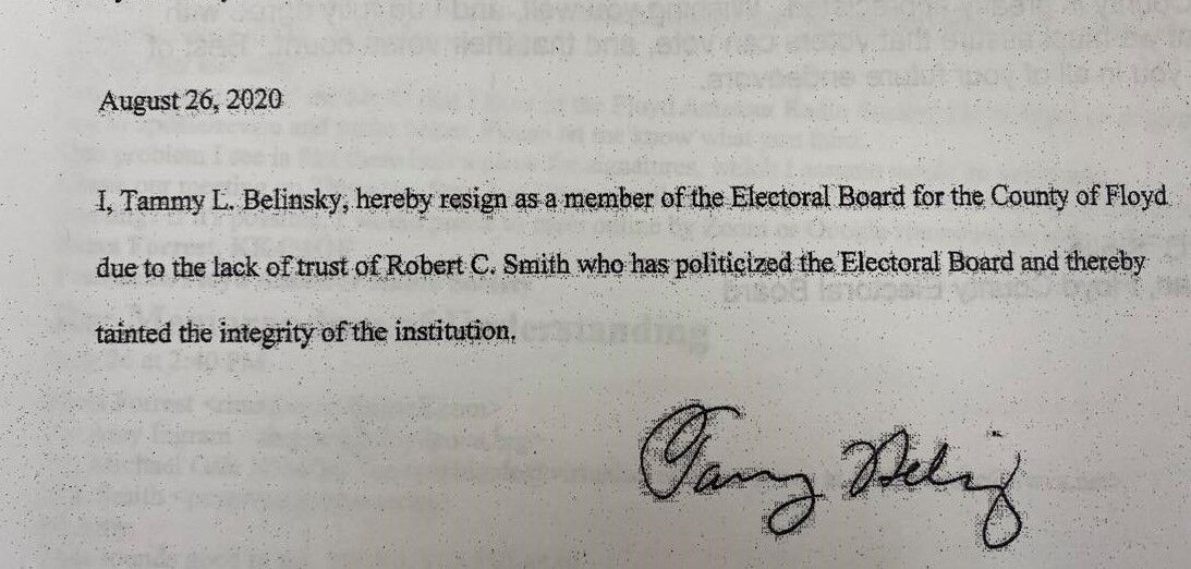 Tammy Belinsky resignation letter