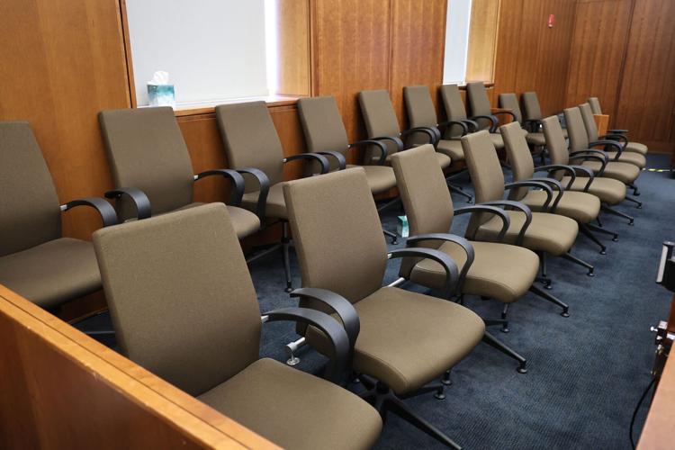 The Plymouth Superior Court jury box. The Lindsay Clancy murder trial in Plymouth Superior Court, Plymouth, Mass. continues with final witnesses and arguments on Aug. 25, 2026.