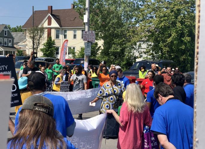 Deidre EmEl recites the names of the Tops shooting victims