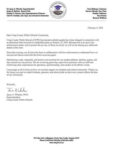 Craig County Public Schools Release 02-06