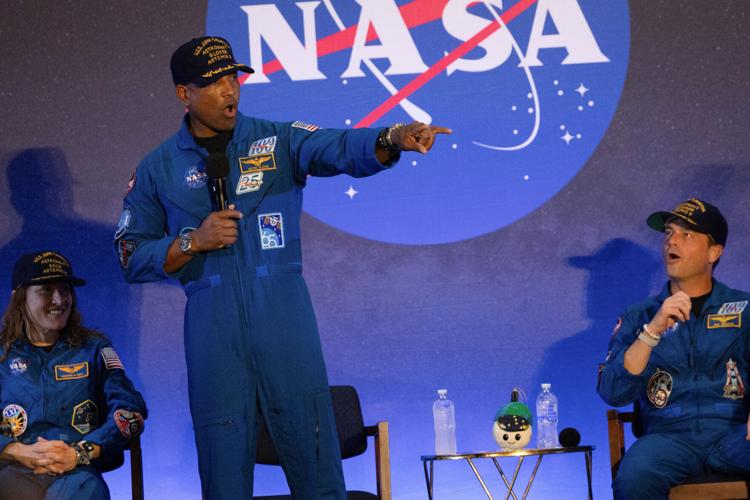 Artemis II Moon mission’s Orion capsule crew speak to the news media in Houston