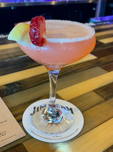 Strawberry lemonade martini above Coosa Cleaver