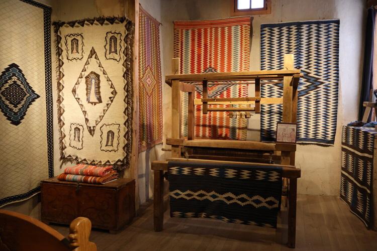 Traditional craft tools and heritage textile display